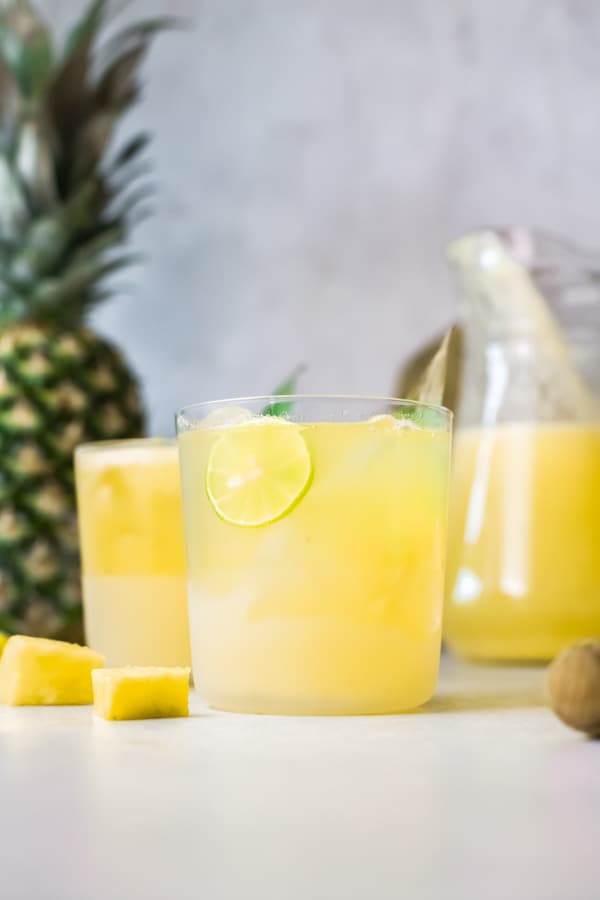 Pineapple Agua Fresca in a glass.