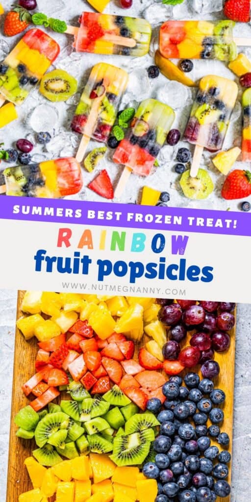 Rainbow Fruit Popsicles pin for pinterest.