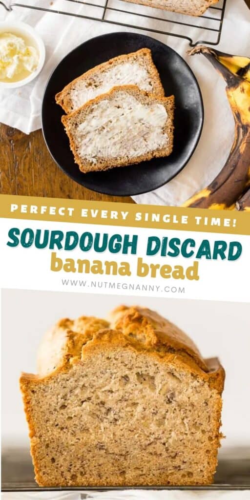 sourdough discard banana bread pin for pinterest.