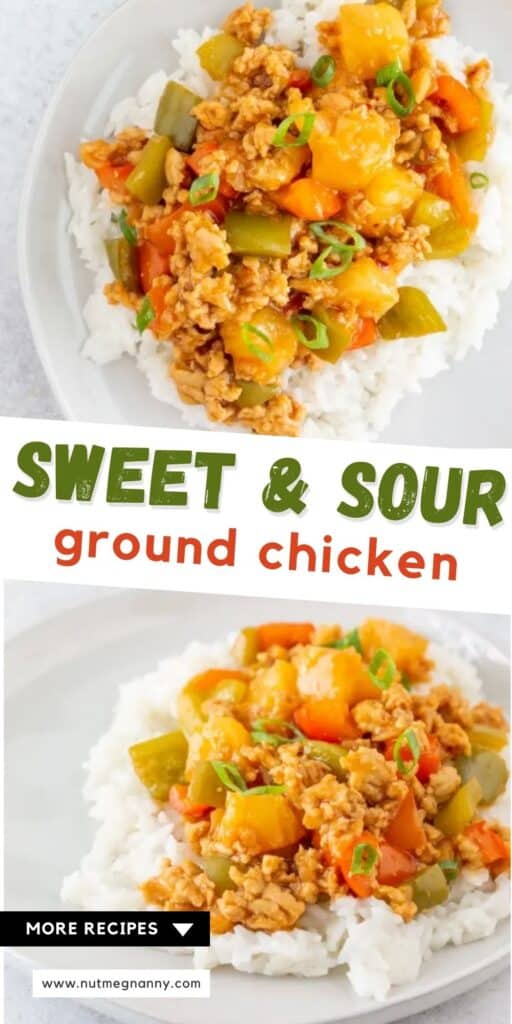 sweet and sour ground chicken pin for pinterest.