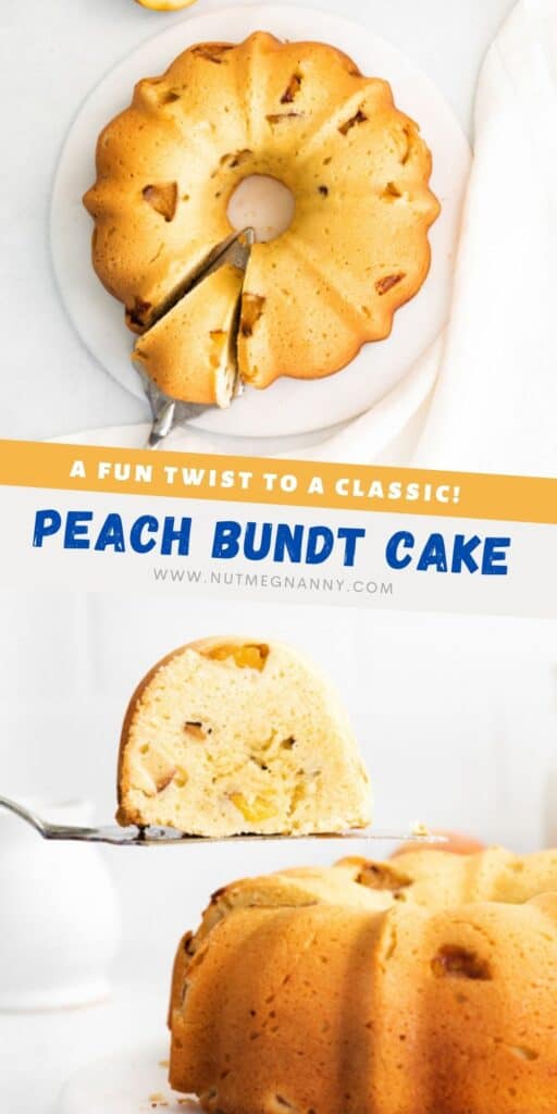 Peach Bundt Cake pin for pinterest. 
