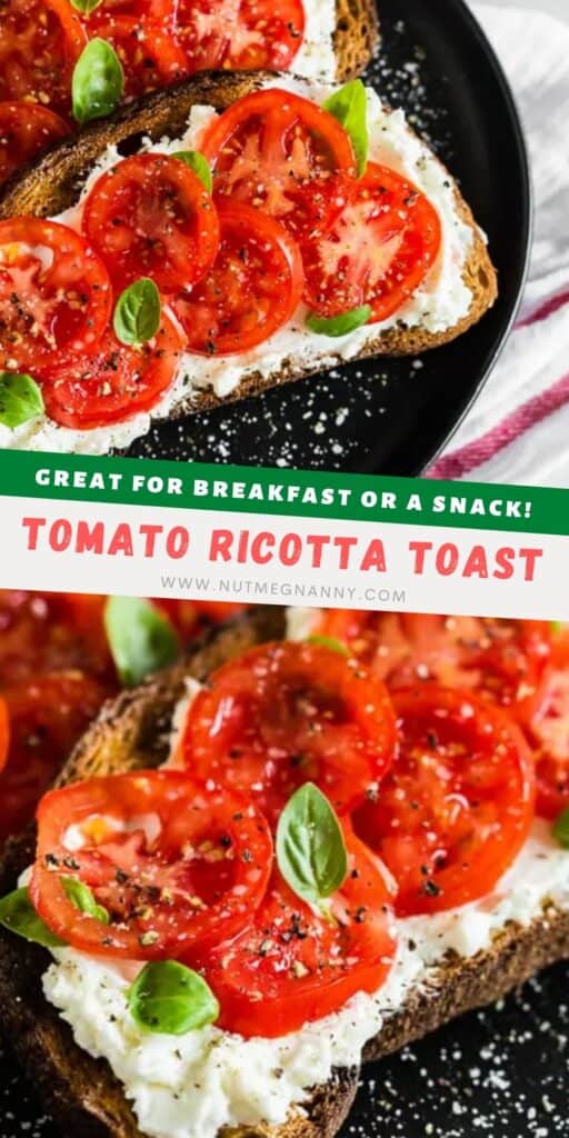 tomato ricotta toast pin for pinterest.