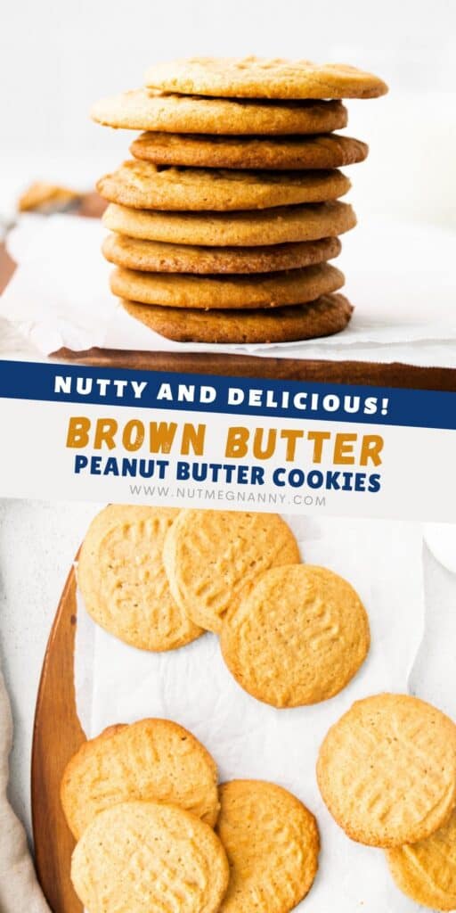 Brown Butter Peanut Butter Cookies pin for pinterest. 