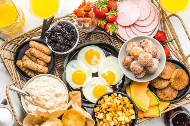 Breakfast Charcuterie Board overhead to show all the ingredients. 