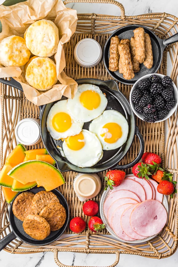 Breakfast Charcuterie Board in the middle of being completely put together. 