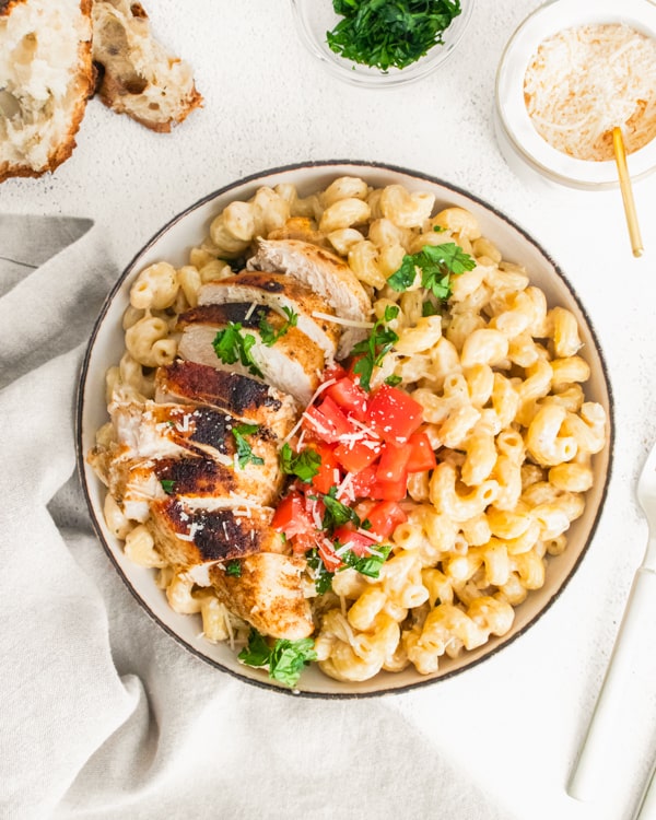 Instant Pot Cajun Chicken Alfredo sitting in a bowl.