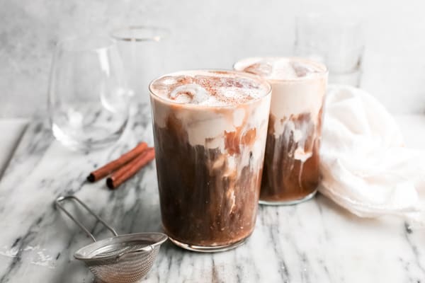 Pumpkin Cream Cold Brew Coffee in two glasses.