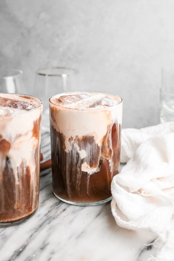 Pumpkin Cream Cold Brew Coffee topping with sweetened pumpkin cream.