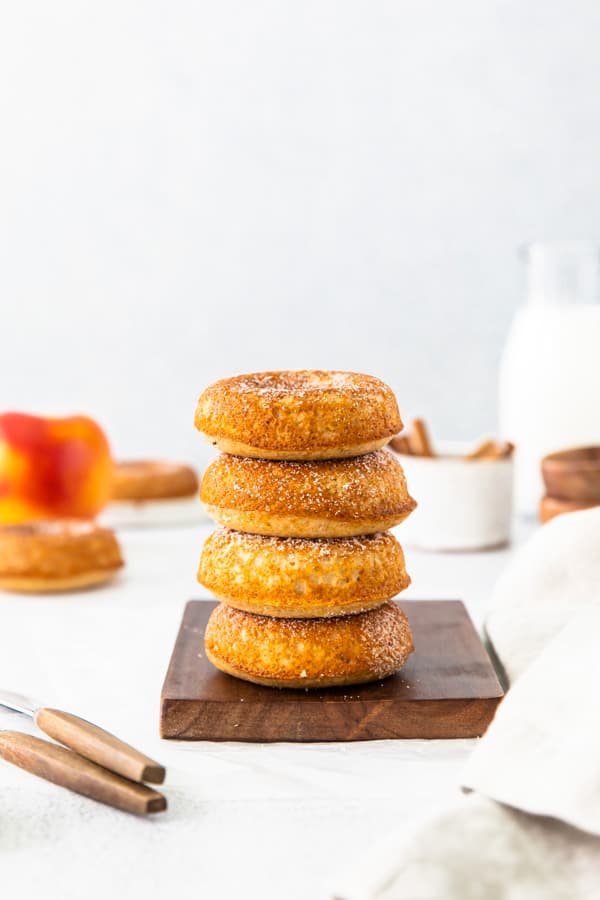 A stack of Baked apple cider donuts.