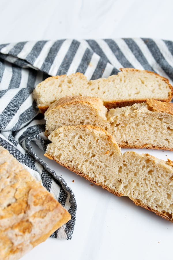 Sliced No Yeast Sourdough Bread.