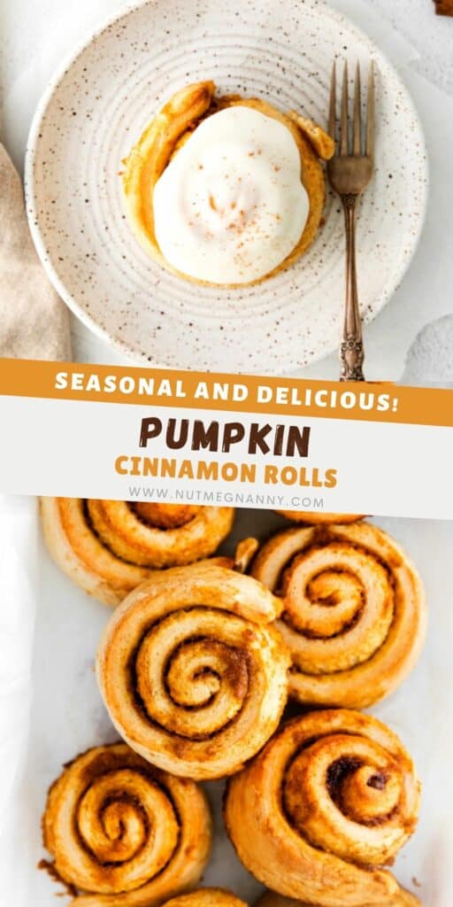 Pumpkin Cinnamon Rolls pin for pinterest.