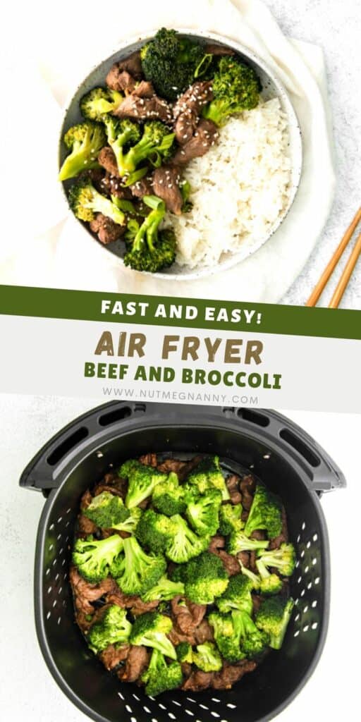 Air Fryer Beef and Broccoli pin for pinterest.