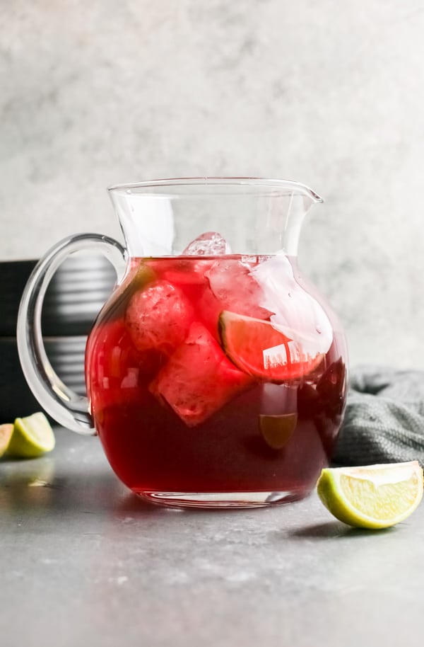 El Diablo Cocktail in a pitcher. 