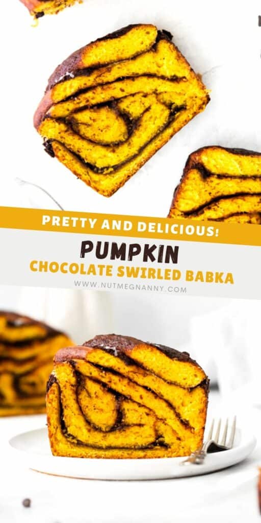 Pumpkin Chocolate Babka pin for pinterest. 