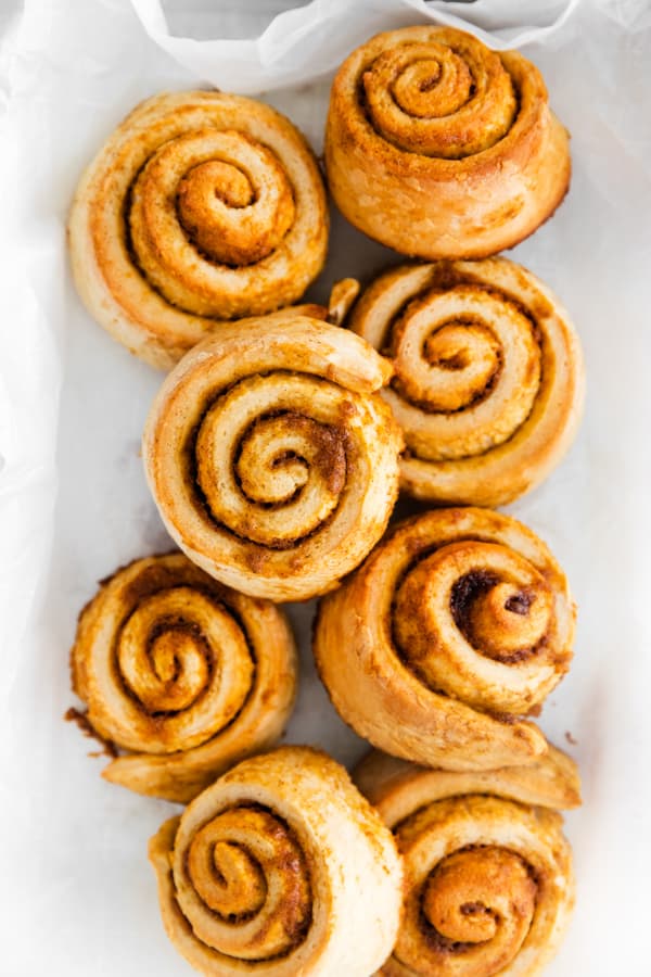 Pumpkin Cinnamon Rolls in a basket.