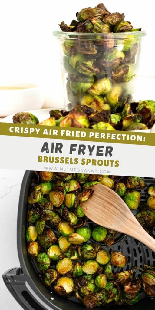 Air Fryer Brussels Sprouts pin for pinterest. 