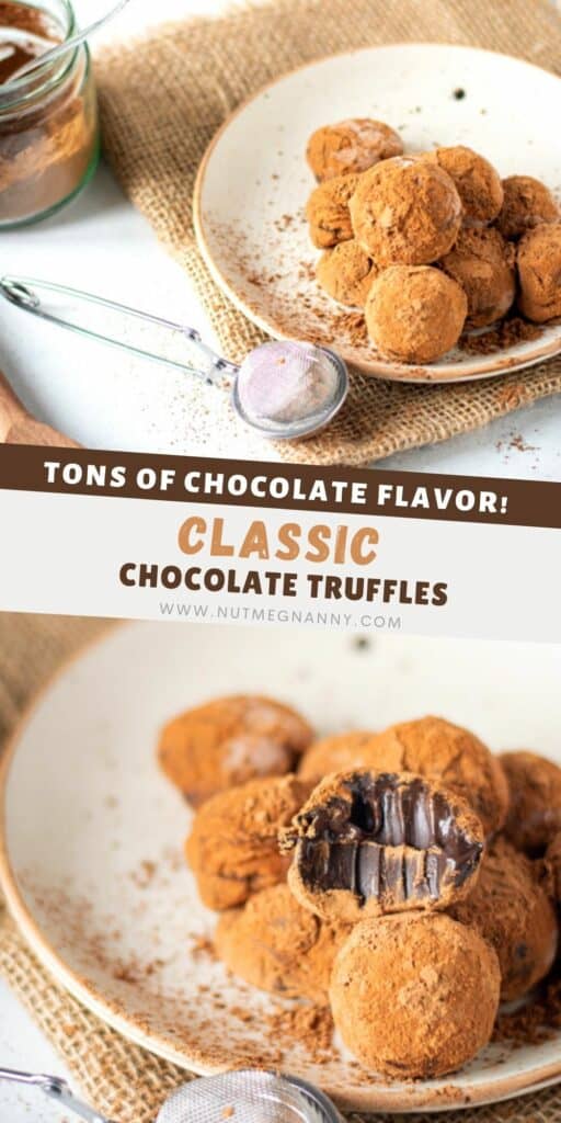Classic Chocolate Truffles pin for pinterest. 