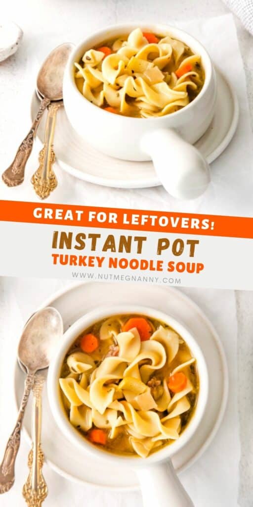 Instant Pot Turkey Noodle Soup pin for Pinterest.
