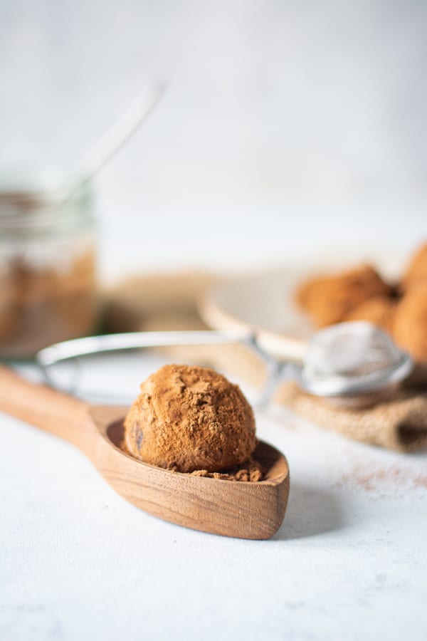 A cocoa covered Classic Chocolate Truffles. 
