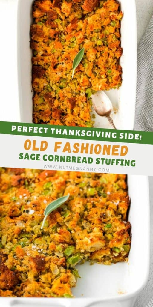 Sage and Cornbread Stuffing pin for pinterest. 