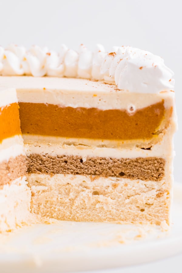 Thanksgiving Piecaken sliced to show the layers. 