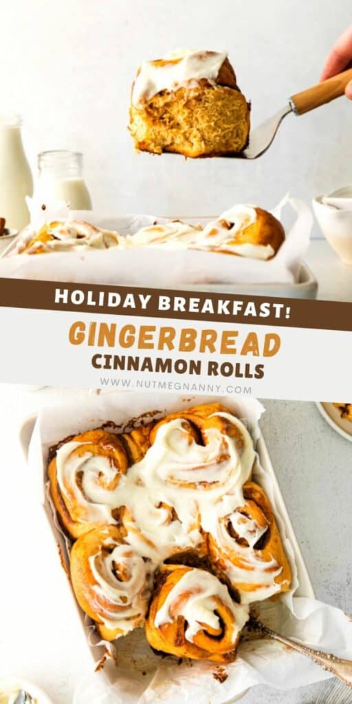 Gingerbread Cinnamon Rolls pin for pinterest. 