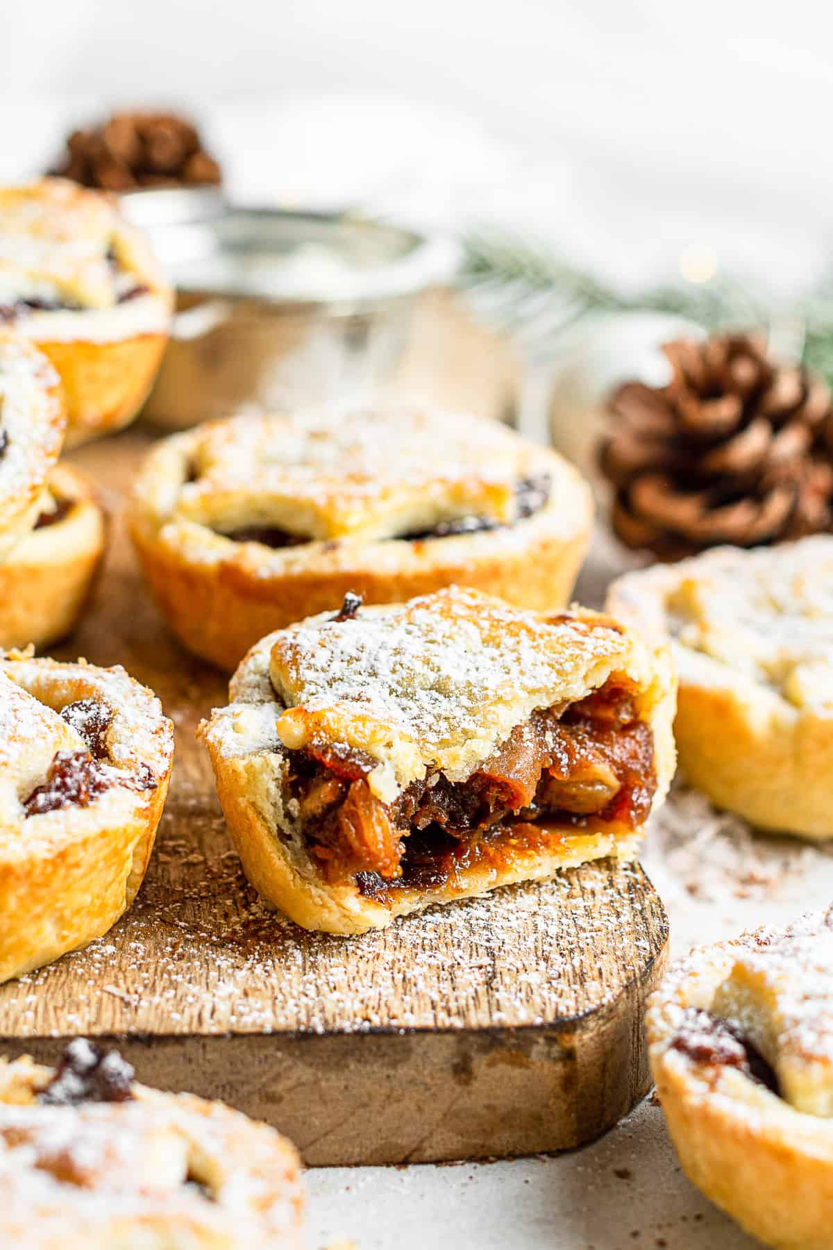 Mini Mincemeat Pies with a bite taken out of it. 