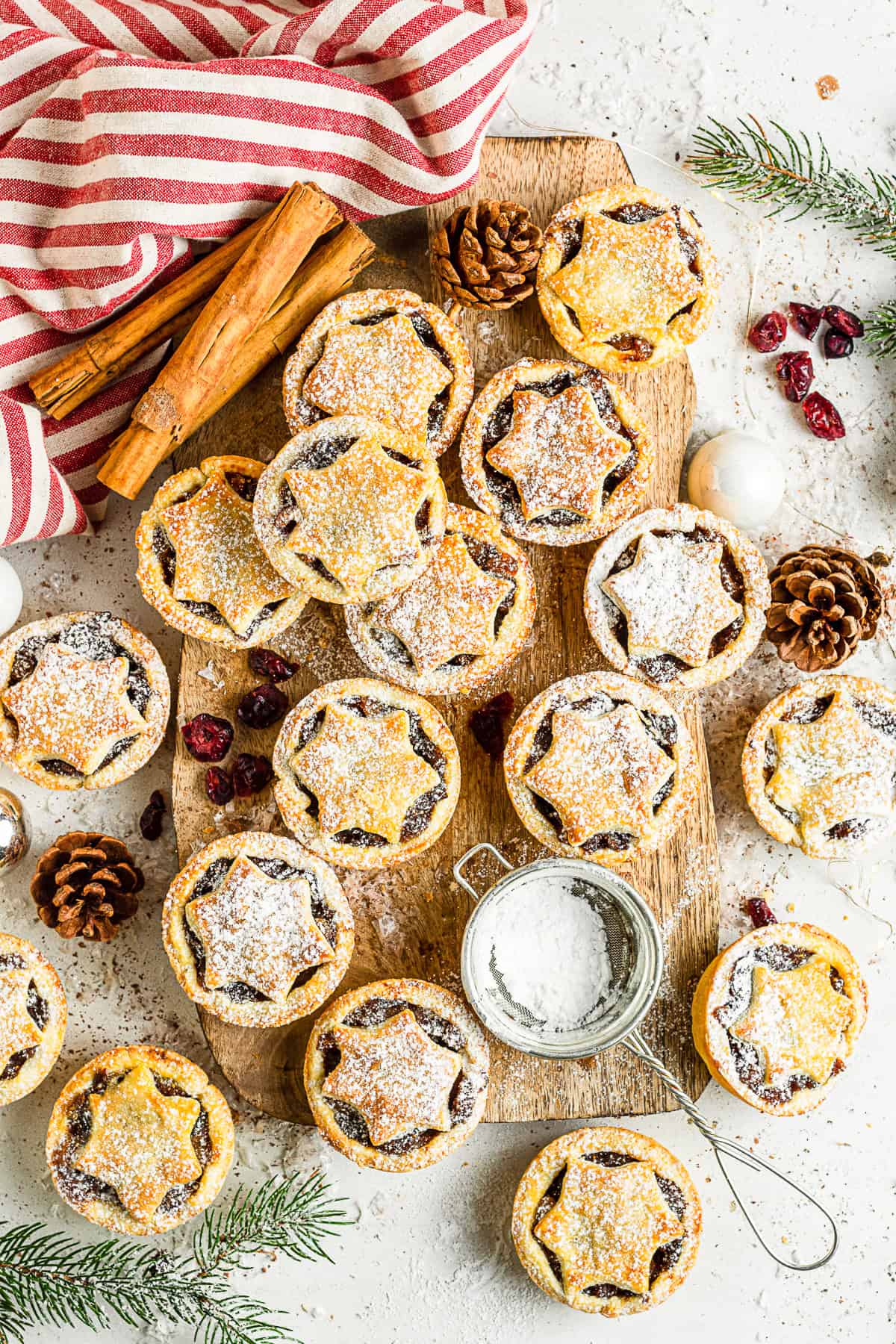 Mini Mincemeat Pies on a serving board. 