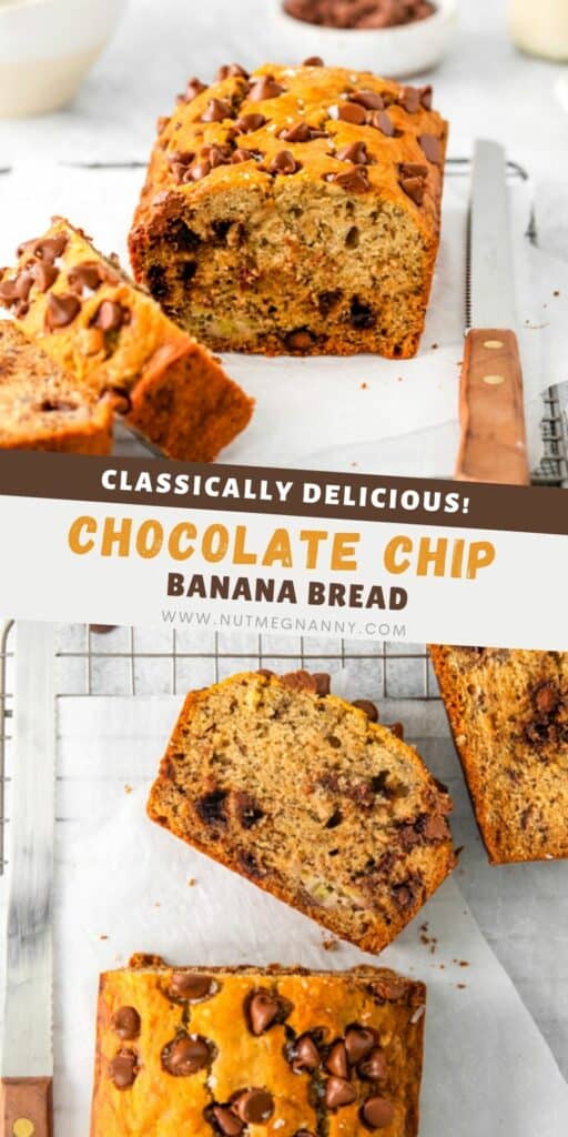 Chocolate Chip Banana Bread pin for pinterest. 