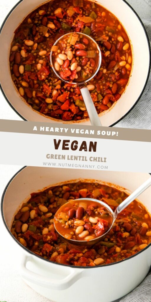 Vegan Lentil Chili pin for pinterest.