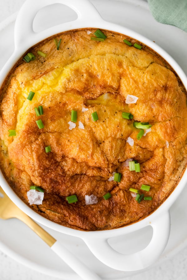Air Fryer Frittata topped with green onion and sea salt. 