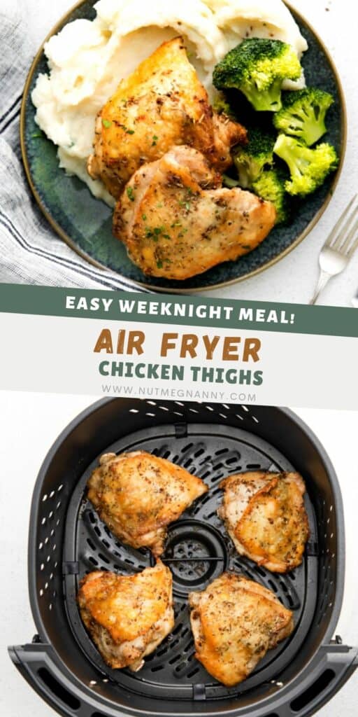 Air Fryer Chicken Thighs pin for Pinterest. 