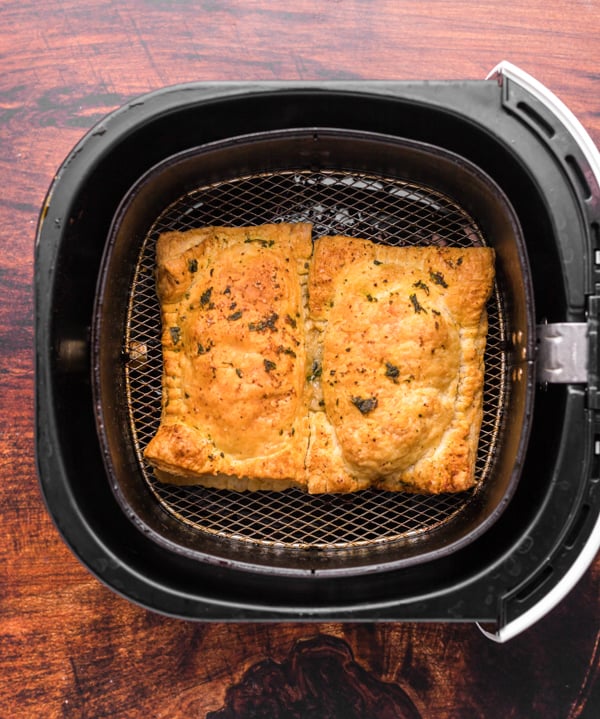 Air Fryer Hot Pockets in the air fryer.