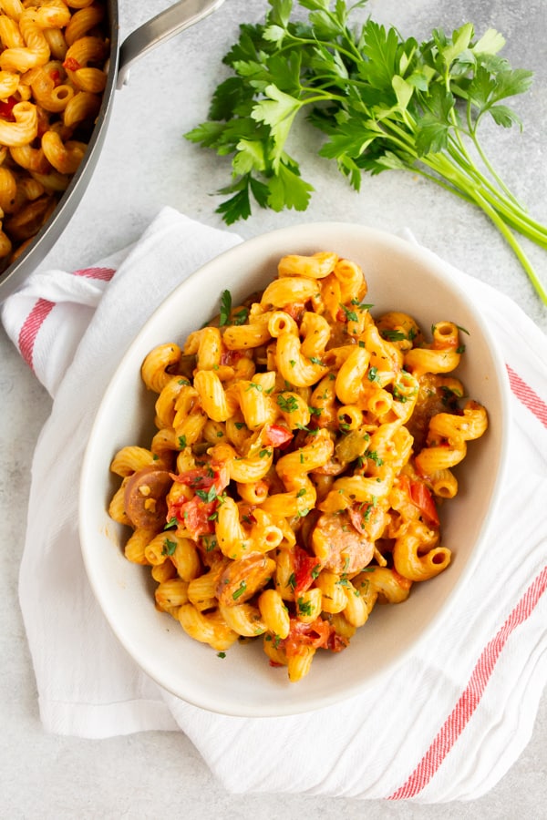 One Pot Cajun Pastalaya served in a bowl. 