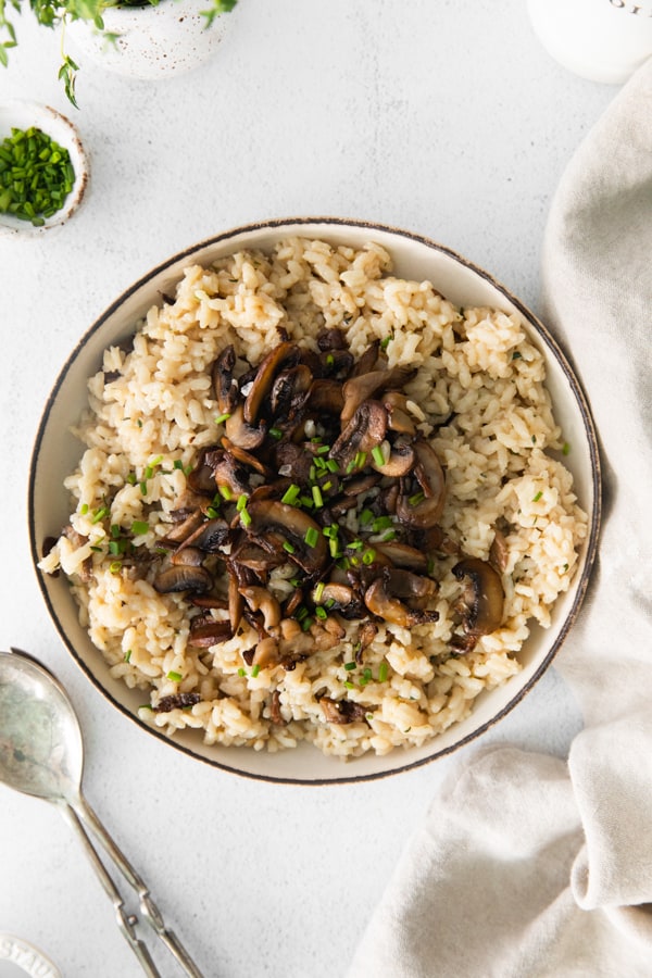 Wild Mushroom Risotto in a bowl.
