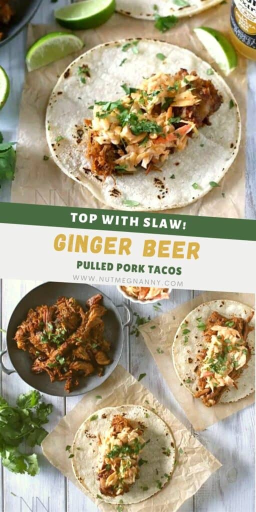 Ginger Beer Pulled Pork Tacos pin for pinterest.