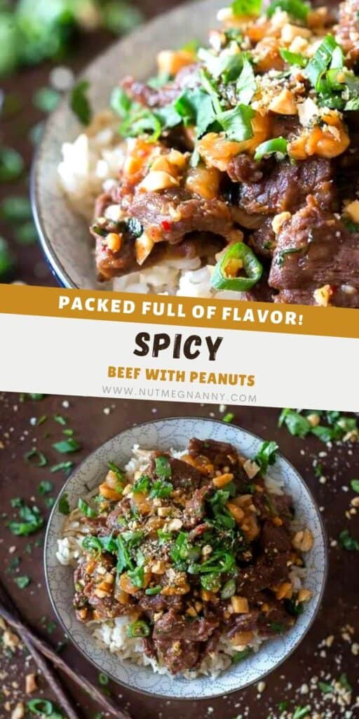 Spicy Beef with Peanuts pin for pinterest.