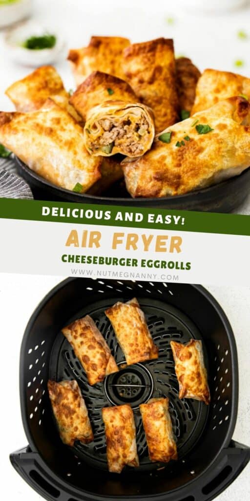 Air Fryer Cheeseburger Egg Rolls pin for Pinterest.