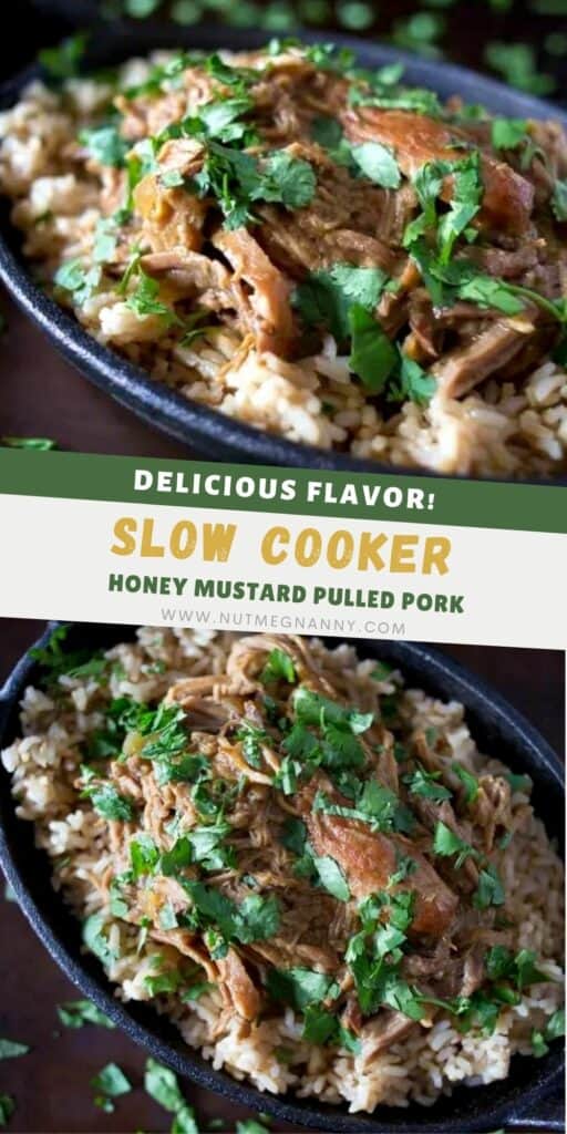 Slow Cooker Honey Mustard Pulled Pork pin for Pinterest. 