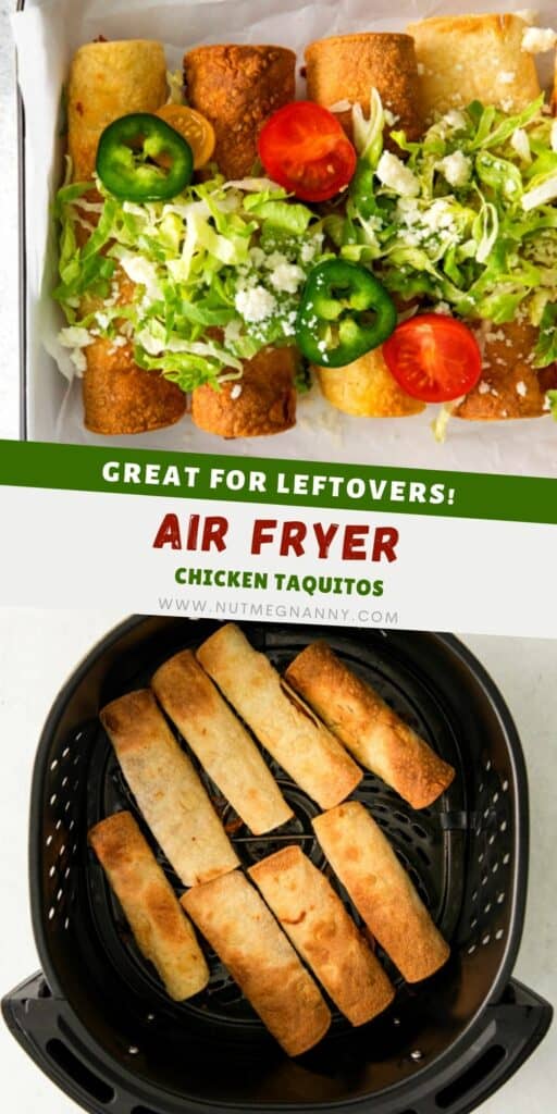 Air Fryer Chicken Taquitos pin for Pinterest.