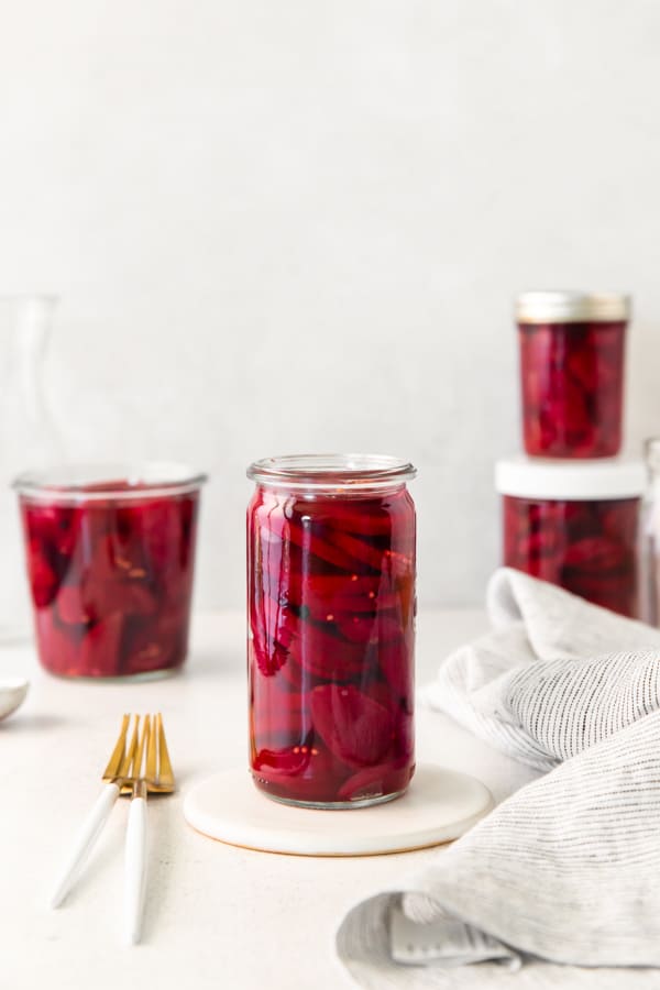 Quick Pickled Beets in a jar.