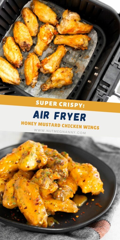 Air Fryer Honey Mustard Chicken Wings pin for Pinterest.