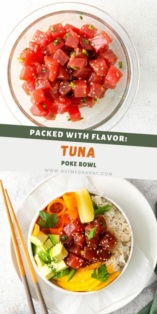 Tuna Poke Bowl pin for Pinterest.