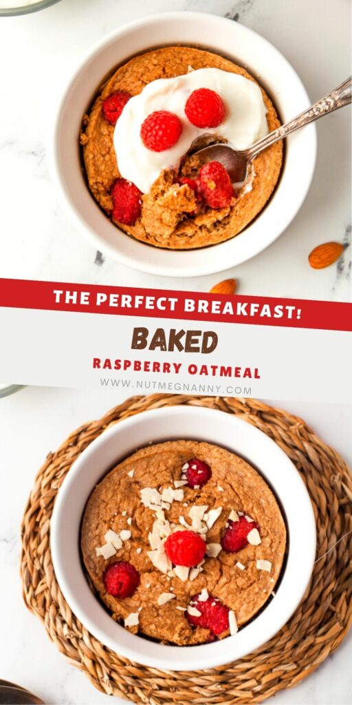 Baked Raspberry Oatmeal pin for Pinterest.