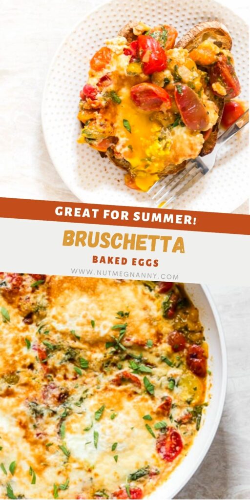 Bruschetta Baked Eggs pin for Pinterest. 