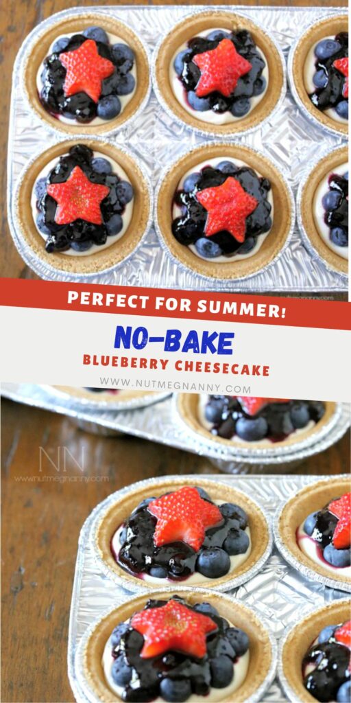 No Bake Blueberry Cheesecake pin for Pinterest. 