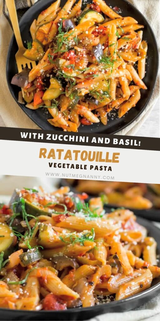 Ratatouille Pasta pin for Pinterest. 