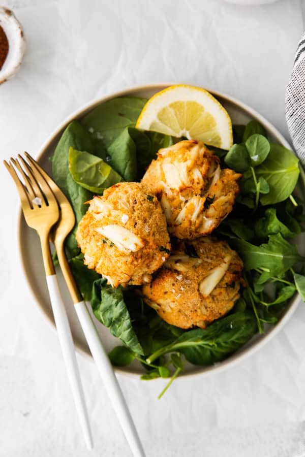 Air Fryer Crab Cakes on a plate.