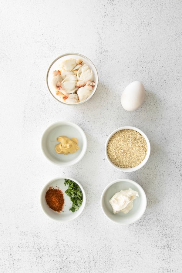 Ingredients to make Air Fryer Crab Cakes.