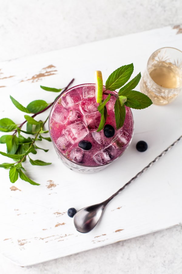 Blueberry Mojito in a glass. 